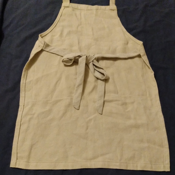 Handmade Flax Linen Grain Sack Apron Natural Oatmeal NEW Farmhouse Eco Boho Chic - Picture 9 of 12